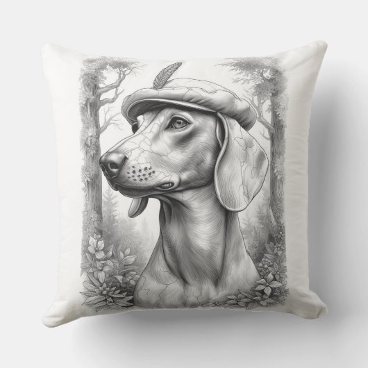 Antique Marble Dachshund Statue Decor Pillow クッション (裏面)