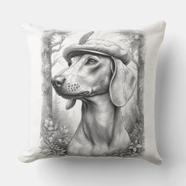 Antique Marble Dachshund Statue Decor Pillow クッション