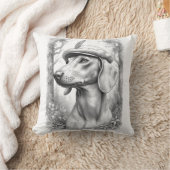 Antique Marble Dachshund Statue Decor Pillow クッション (ブランケット)