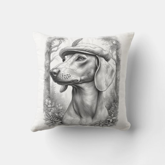 Antique Marble Dachshund Statue Decor Pillow クッション (裏面)