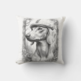 Antique Marble Dachshund Statue Decor Pillow クッション