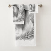 Antique Marble Dachshund Statue Hand Towel バスタオルセット (インサイチュ)