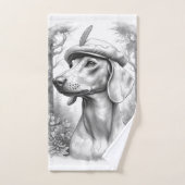 Antique Marble Dachshund Statue Hand Towel バスタオルセット (ハンドタオル)