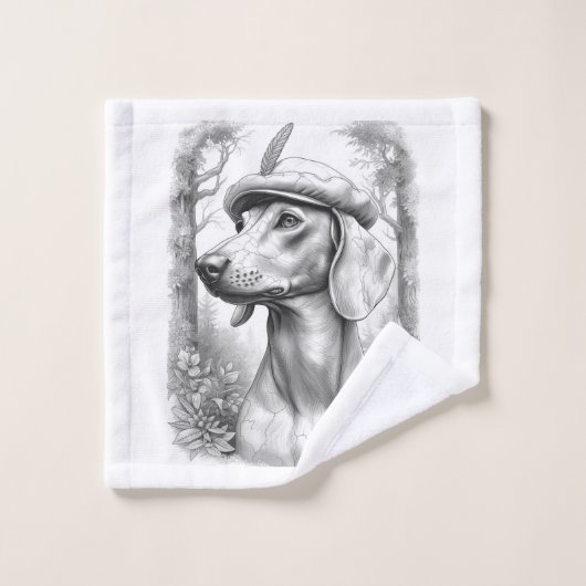 Antique Marble Dachshund Statue Hand Towel バスタオルセット (ウォッシュタオル)