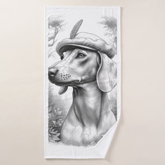 Antique Marble Dachshund Statue Hand Towel バスタオル (バスタオル)