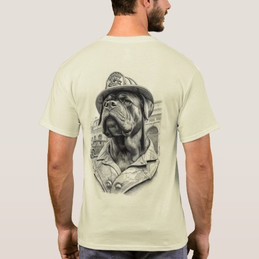 Antique Marble Fireman Rottweiler Tシャツ (裏面)