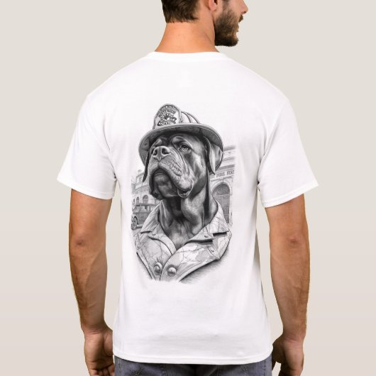 Antique Marble Fireman Rottweiler Tシャツ (裏面)