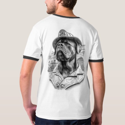 Antique Marble Fireman Rottweiler Tシャツ (裏面)