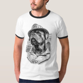 Antique Marble Fireman Rottweiler Tシャツ
