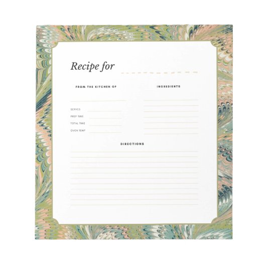 Antique Marbled Paper Recipe Notepad ノートパッド (正面)