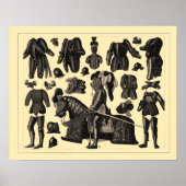 Antique Medieval Armor Illustrations Poster ポスター (正面)