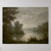 Antique Misty Lake Dawn Wall Poster ポスター (正面)