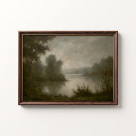 Antique Misty Lake Dawn Wall Poster ポスター