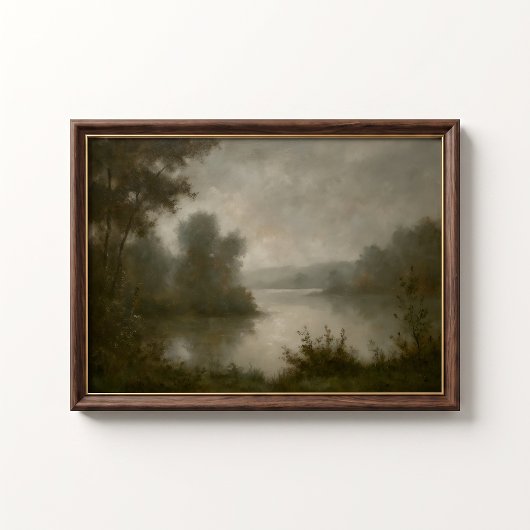 Antique Misty Lake Dawn Wall Poster ポスター