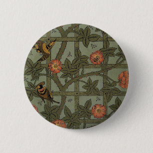 Antique Morris Trellis Wallpaper 缶バッジ
