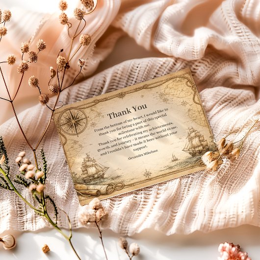 Antique Nautical Map Birthday サンキューカード