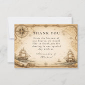 Antique Nautical Map Wedding サンキューカード (正面)