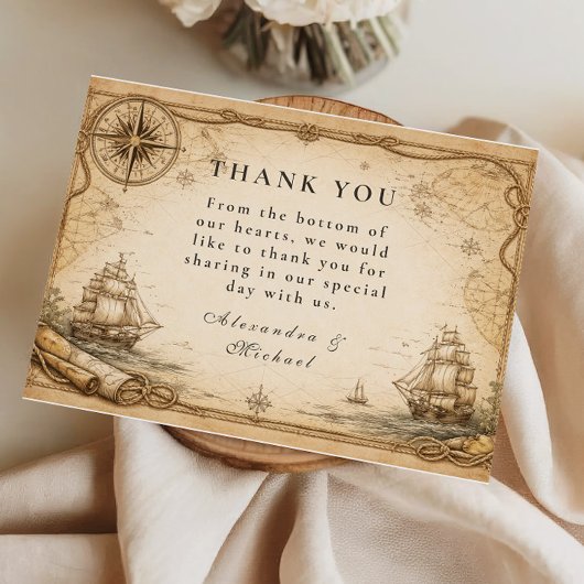 Antique Nautical Map Wedding サンキューカード