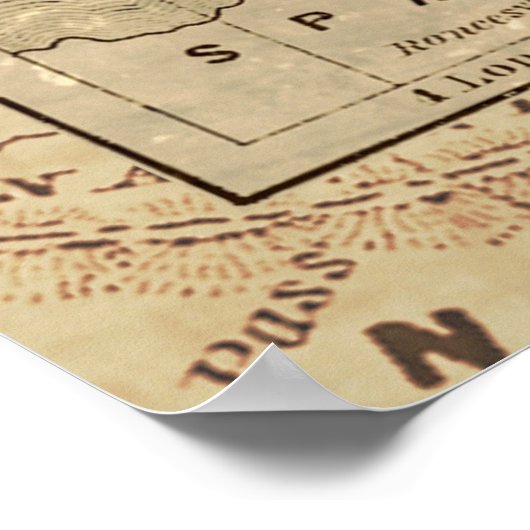 Antique Old General France Map & Ship ポスター (角)