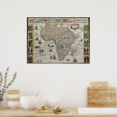 Antique Old World Map of Africa, c. 1635 ポスター (キッチン)