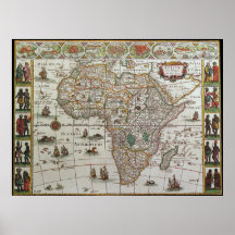 Antique Old World Map of Africa, c. 1635