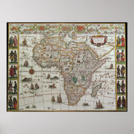Antique Old World Map of Africa, c. 1635 ポスター