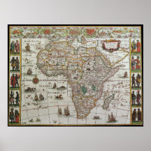 Antique Old World Map of Africa, c. 1635