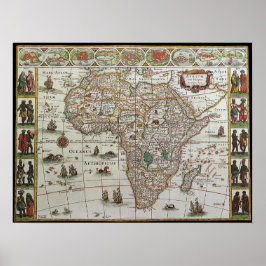 Antique Old World Map of Africa, c. 1635 ポスター