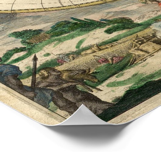 Antique Old World Map of the World Poster ポスター (角)