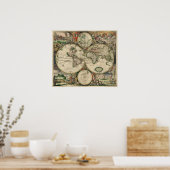 Antique Old World Map of the World Poster ポスター (キッチン)