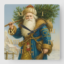 Antique Olde World Santa スクエア壁時計