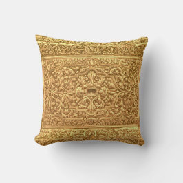 Antique Ornamental Golden Floral Pattern クッション