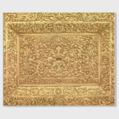 Antique Ornamental Golden Floral Pattern ラッピングペーパー (フラット)