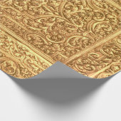 Antique Ornamental Golden Floral Pattern ラッピングペーパー (角)