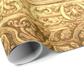 Antique Ornamental Golden Floral Pattern ラッピングペーパー (ロールコーナー)