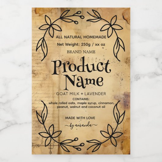 Antique paper Apothecary Style Labels ワインラベル (シングルラベル)