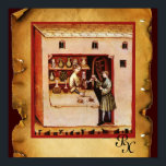 ANTIQUE PHARMACY Medicine, Drug Store,Parchment ポスター<br><div class="desc">Historical pharmacy from antique medieval miniature with an old brown parchment. Ancient pharmacist, chemistry, chemist's or drug store.</div>
