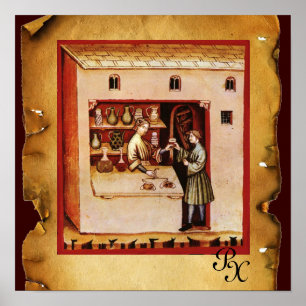 ANTIQUE PHARMACY Medicine, Drug Store,Parchment ポスター