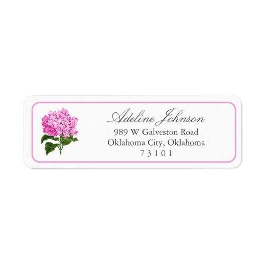 Antique Pink Hydrangea Return Address Label ラベル (正面)