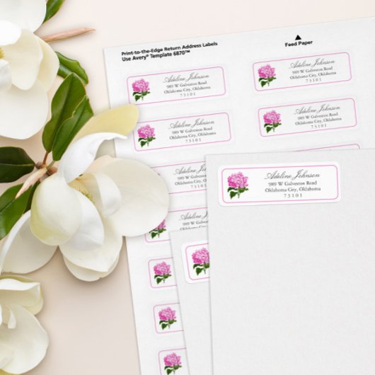 Antique Pink Hydrangea Return Address Label ラベル
