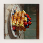 Antique Plate of Waffles with Strawberries ジグソーパズル (横)