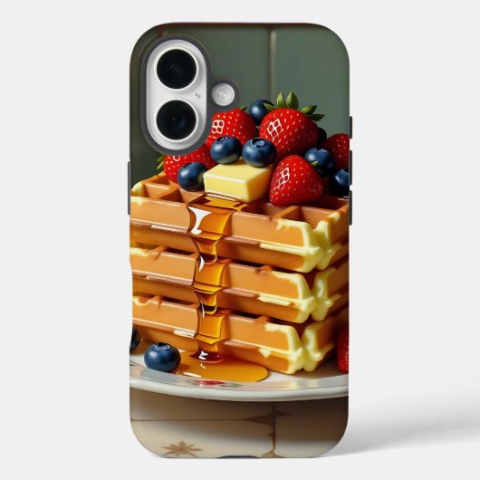 Antique Plate of Waffles with Strawberries Case-Mate iPhoneケース (裏面)