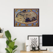 Antique Ptolemaic World Map, Johannes of Arnsheim ポスター (ホームオフィス)