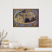 Antique Ptolemaic World Map, Johannes of Arnsheim ポスター (キッチン)