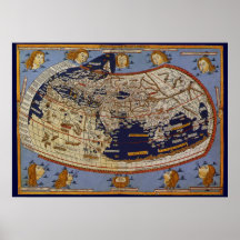 Antique Ptolemaic World Map, Johannes of Arnsheim