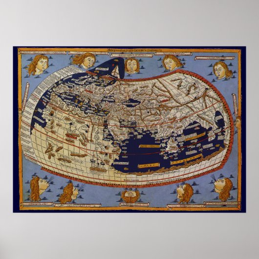 Antique Ptolemaic World Map, Johannes of Arnsheim ポスター (正面)
