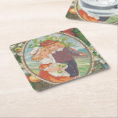 Antique Quirky Valentine, Victorian Era, 1874 スクエアペーパーコースター (アングル)