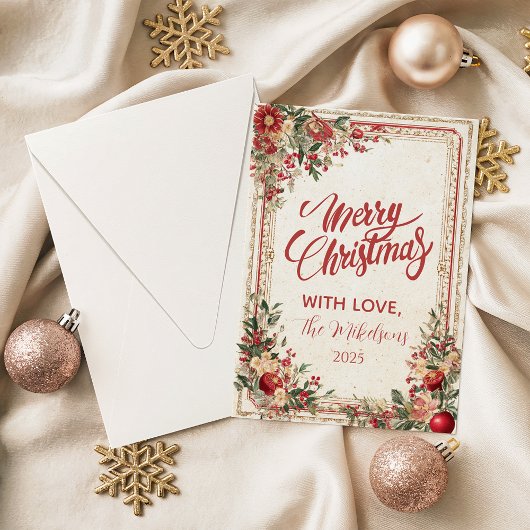 Antique Red Berry Baroque Christmas シーズンカード