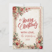 Antique Red Berry Baroque Christmas シーズンカード (正面)