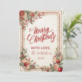 Antique Red Berry Baroque Christmas シーズンカード (スタンド正面)